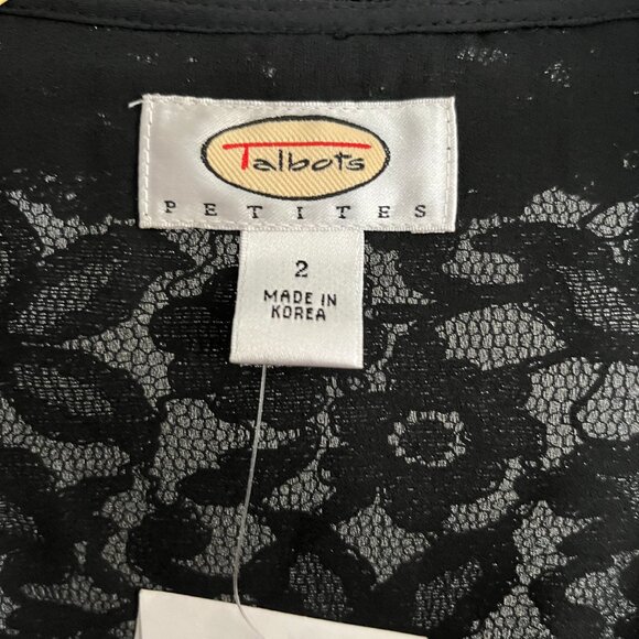BNWT TALBOTS crochet lace lined blazer / jacket / top (2P) classic black - Picture 5 of 7